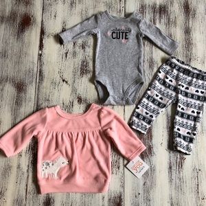 Matching onesie, pants & sweater set